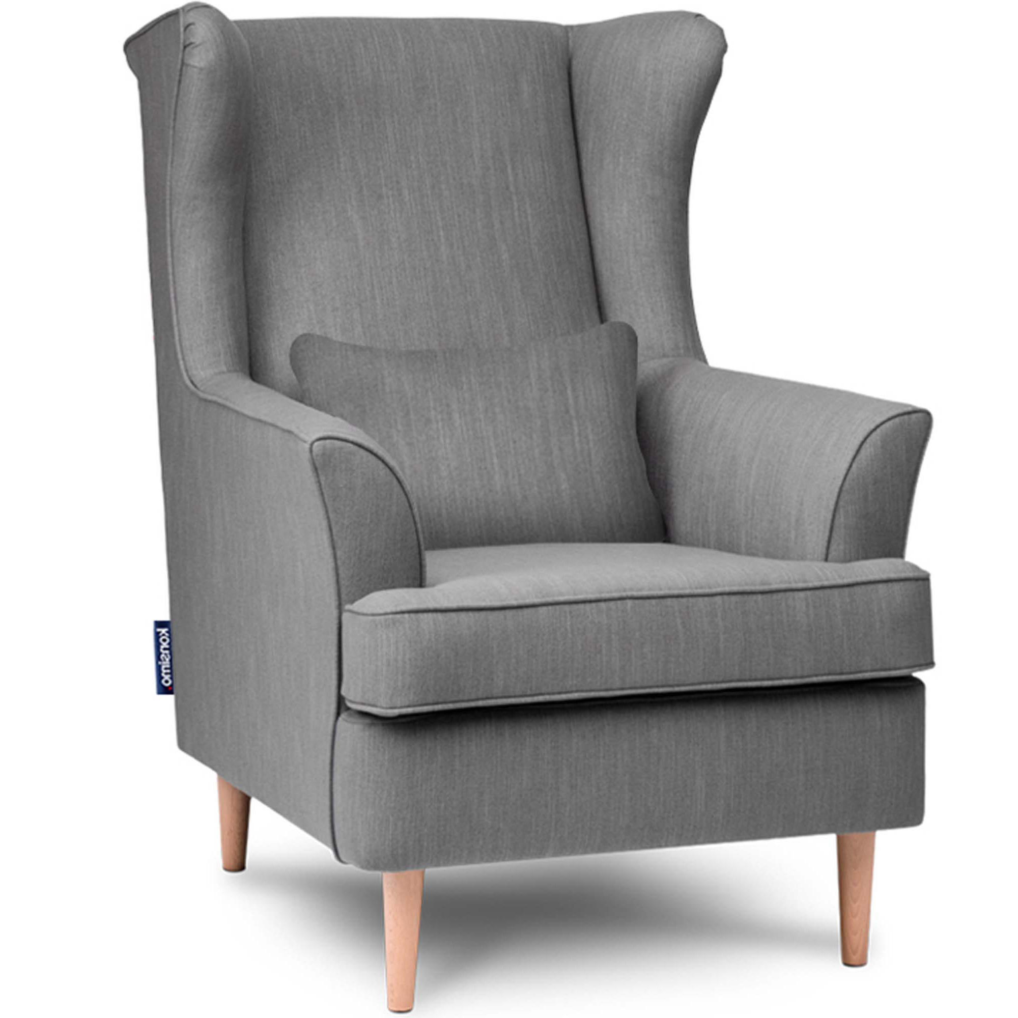 OHRENSESSEL STRALIS inklusive dekorativem Kissen, Grau/Dunkelgrau - Dunkelgrau/Grau, Textil (82/108/80cm) - KONSIMO®