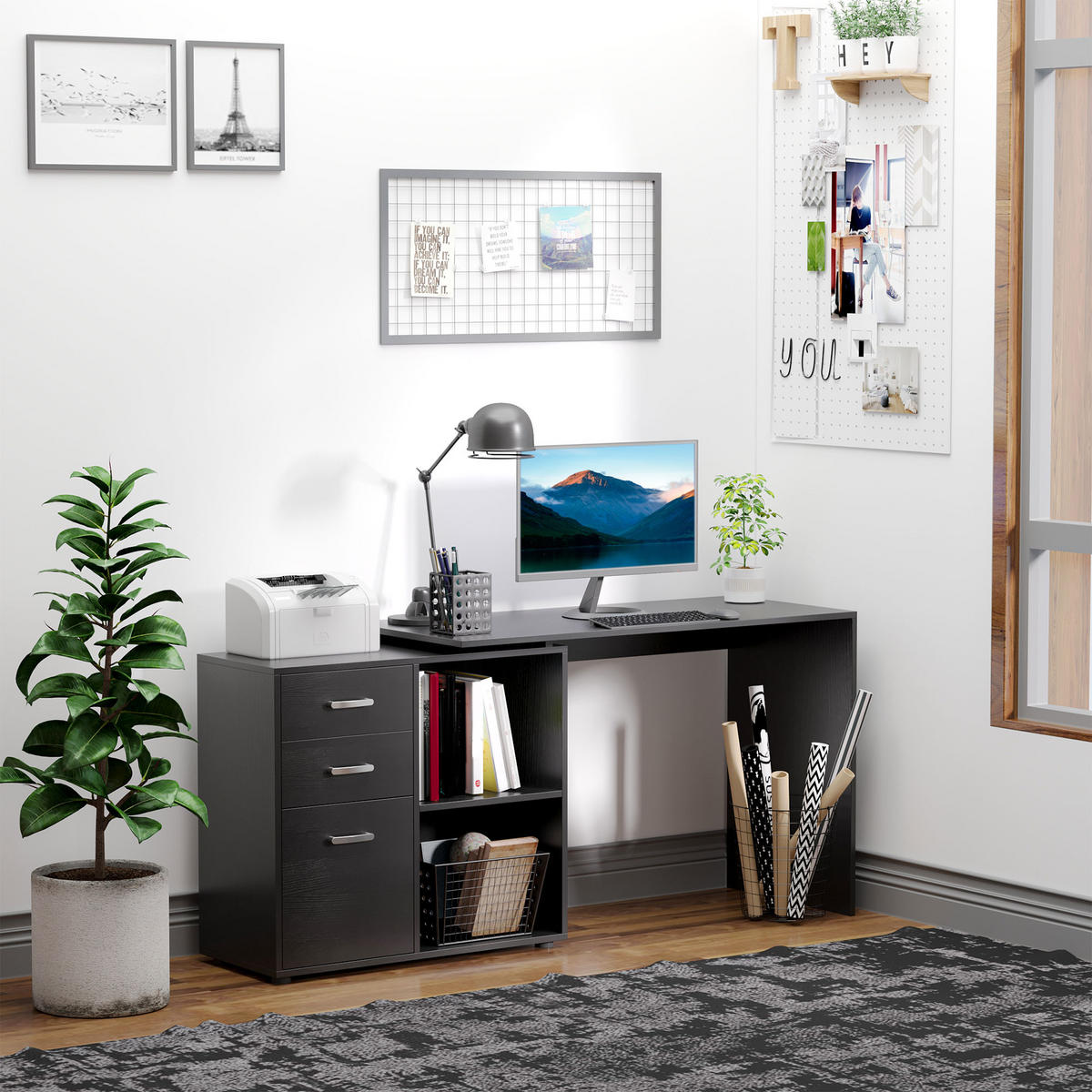 BÜROTISCH Schwarz 1 Stück - Schwarz, Holzwerkstoff (83.5/117/76cm) - GiPP