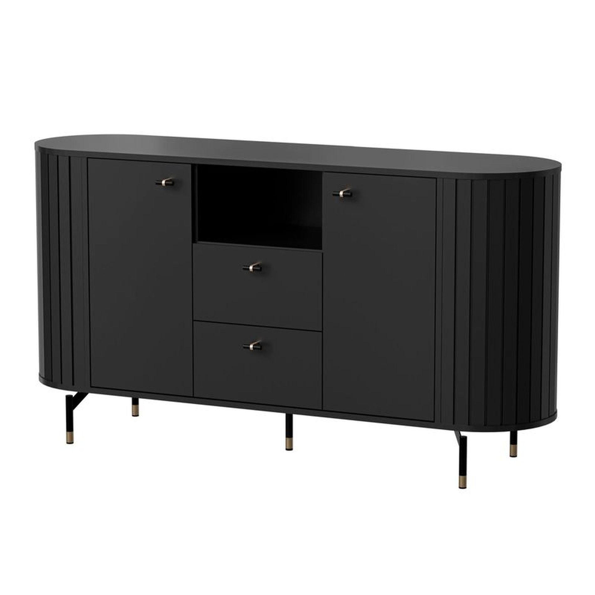 KOMODA Zante čierna 150 cm - čierna/zlatá, kov/kompozitné drevo (150/81/40cm) - Selsey