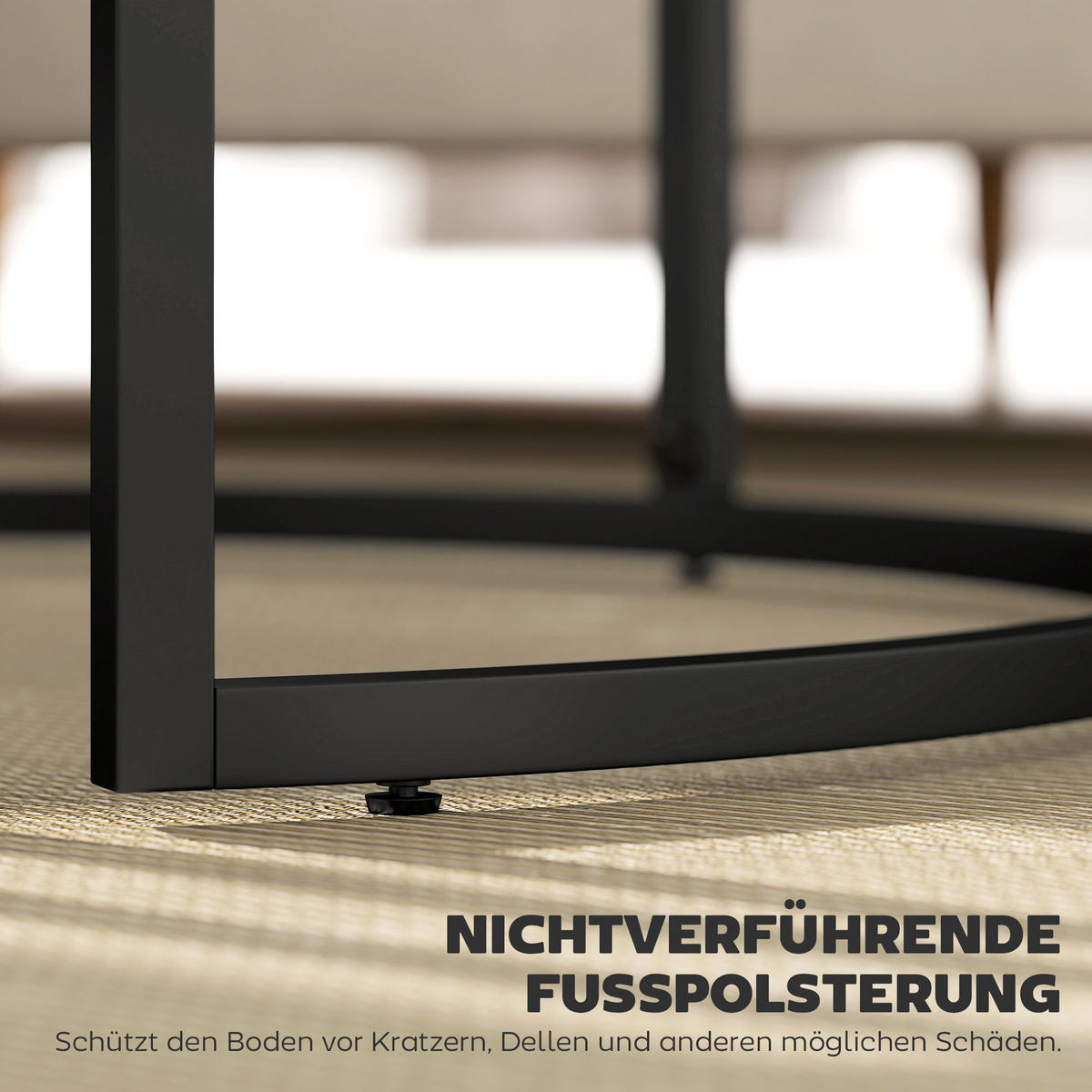 COUCHTISCH rund 2er Set Satztisch mit Metallrahmen, Marmoroptik Grau - Dunkelgrau/Schwarz, Holzwerkstoff/Metall (78.5/78.5/46.5cm) - HOMCOM