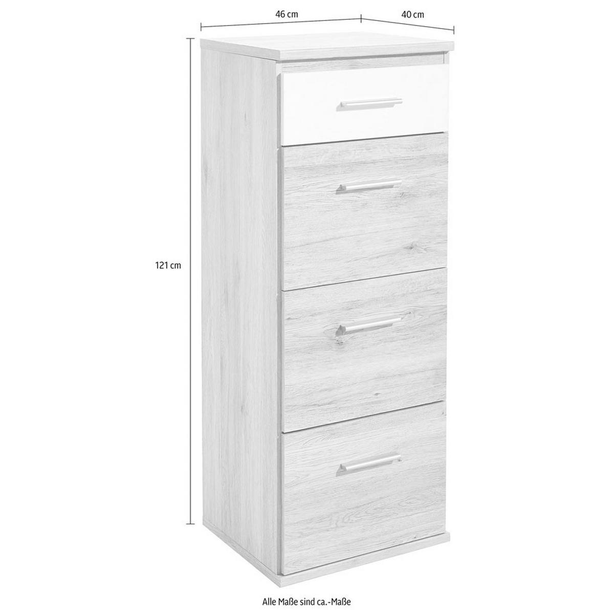 KOMMODE Joker weiß / betonfarben 46 / 40 / 121cm - Weiß/Grau, Holz/Holzwerkstoff (46/121/40cm) - Wimex