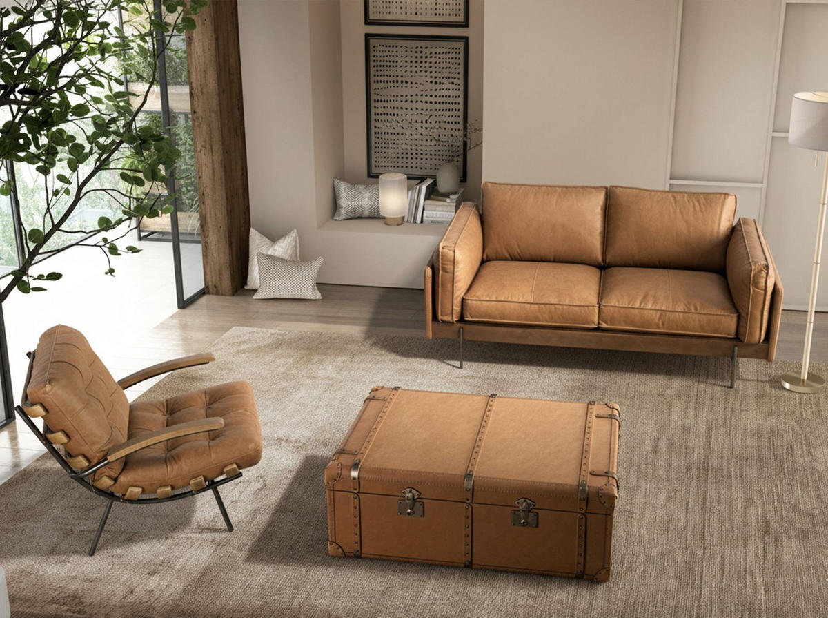 SESSEL Sessel aus braunem Leder und Esche 70/91/80 cm - Braun, Leder (70/80/91cm) - ANGEL CERDA