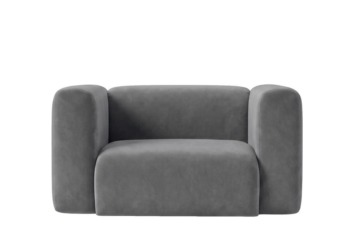WOHNZIMMERSESSEL Aus Velvet-Stoff Bluvel, Aschgrau, GRETA - Grau, Holz (137/70/89cm) - Kaiser Möbel