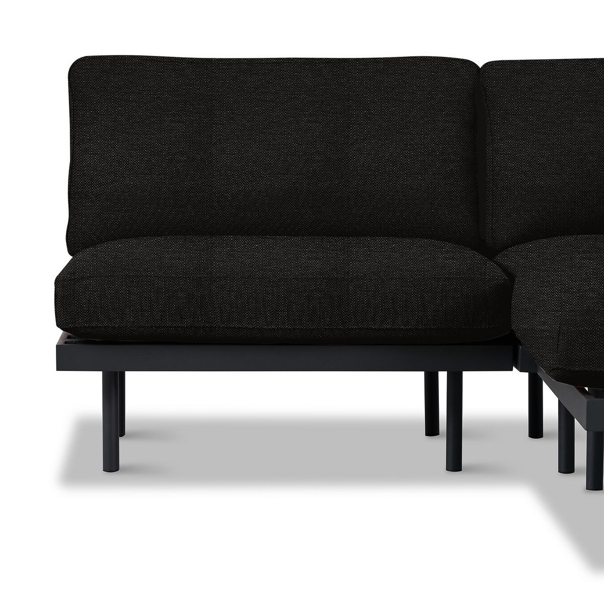 OUTDOOR-ECKSOFA - Schwarz, Textil/Metall (172/80/172cm) - home24