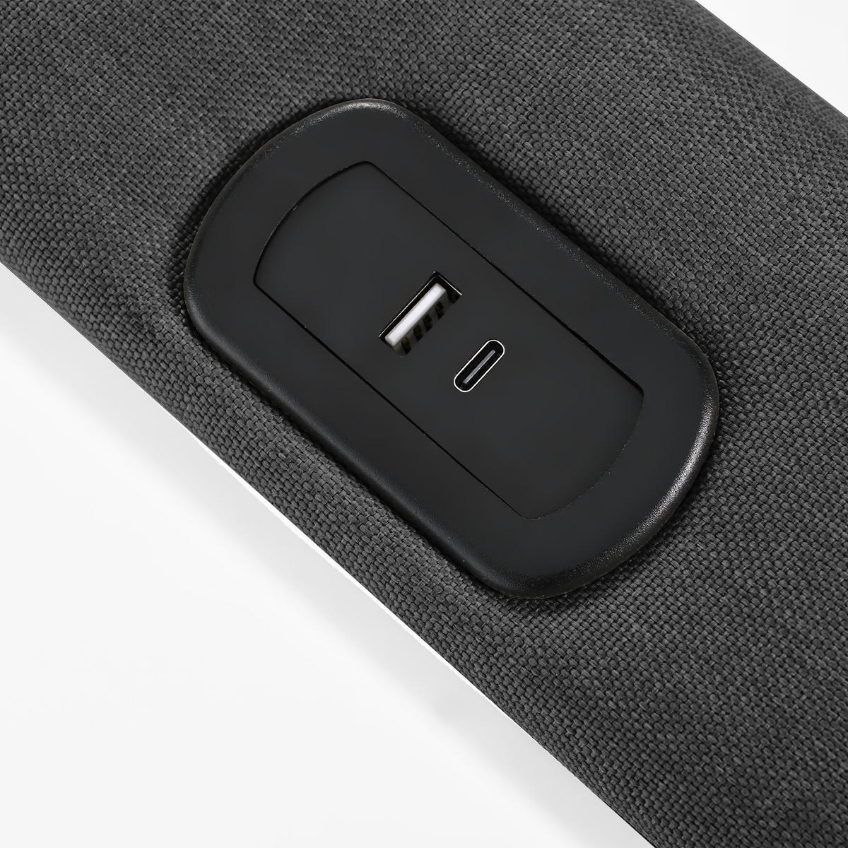 POLSTERBETT 160/200 cm mit LED-Beleuchtung, USB- und Type-C-Anschluss sowie Bettkasten, Grau - Grau, Textil (160/200cm) - Redom