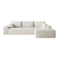 ECKSOFA 270/175/83 cm Weiß Cord mit Chaiselongue, Rechte Seite - Weiß, Textil (270/175cm) - Oxeza
