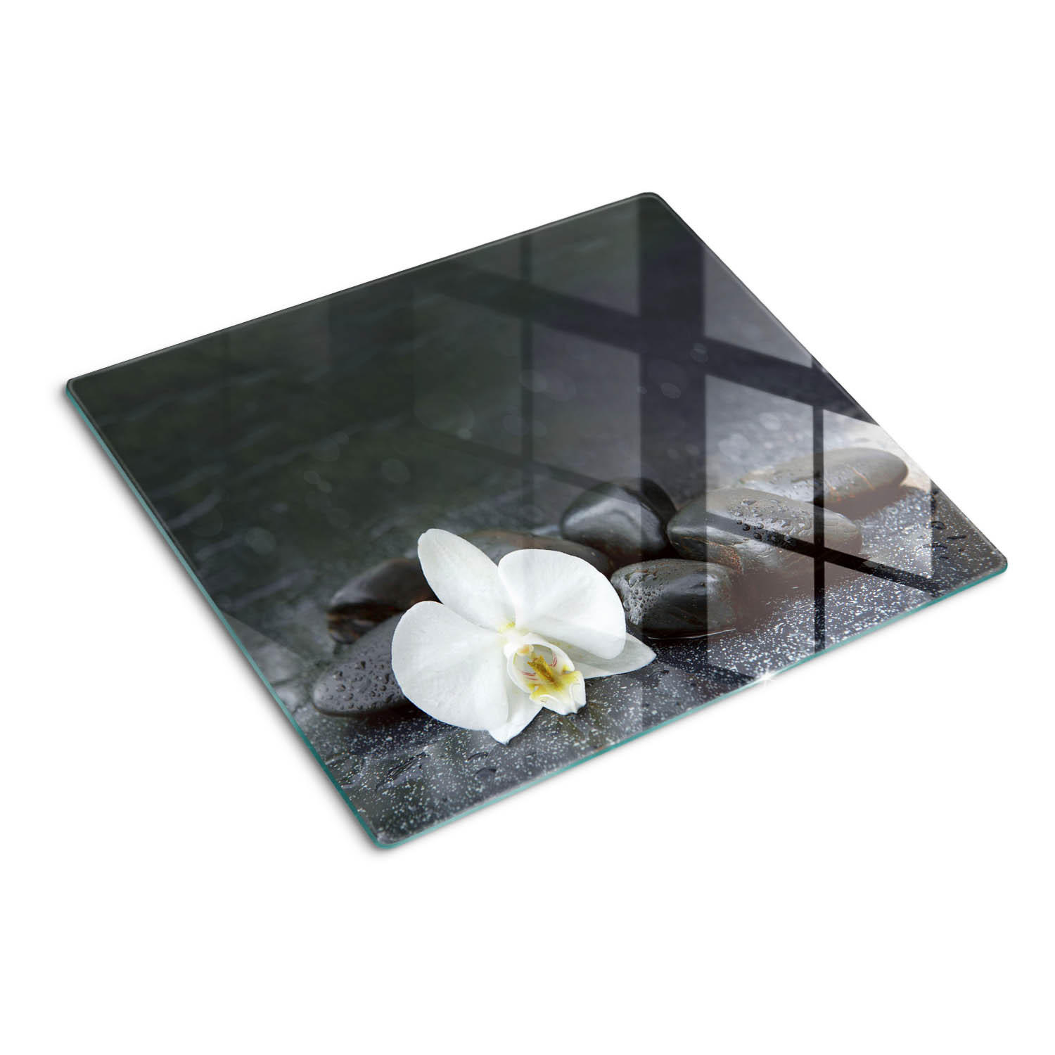 GLASPLATTE 60x52 cm Orchidee - Schwarz, Glas (60/0.4/52cm) - TULUP