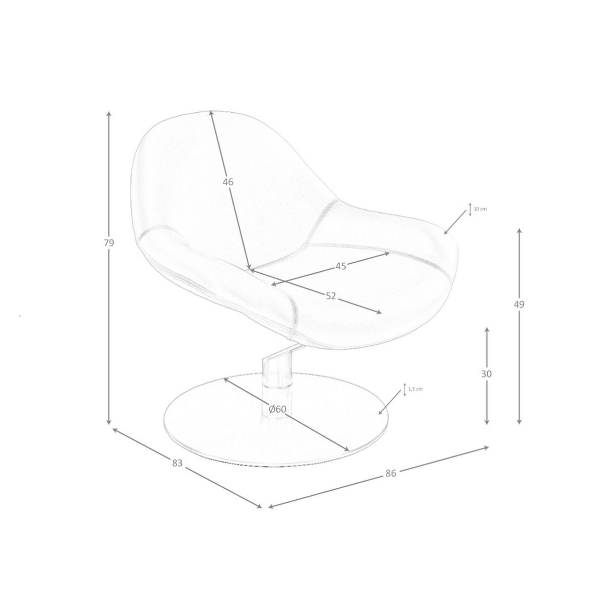 DREHSESSEL aus braunem Kunstleder 86/83/79 cm - Schwarz/Braun, Leder (86/79/83cm) - ANGEL CERDA