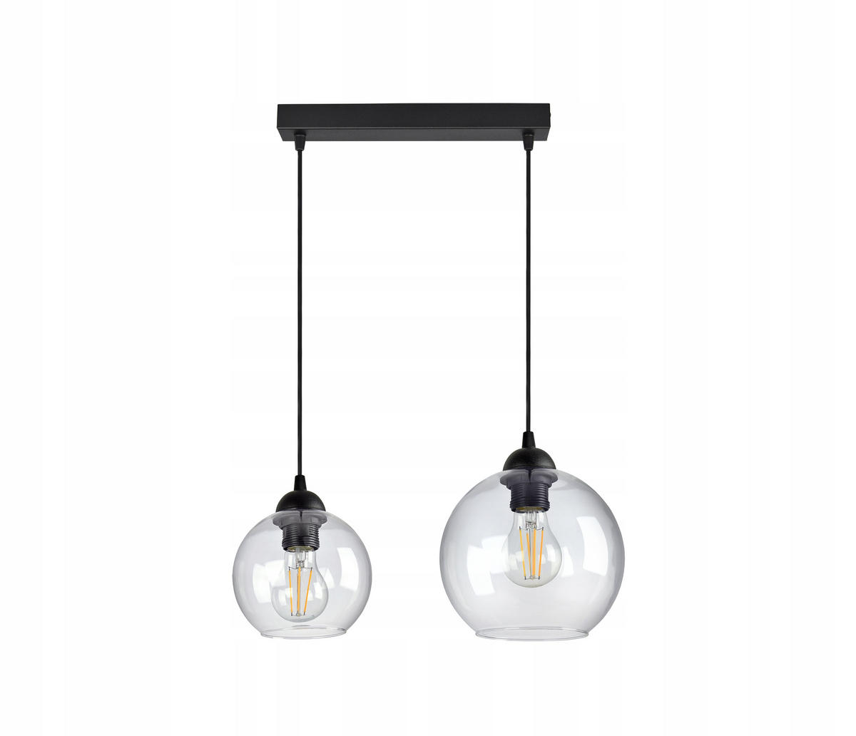 PENDELLEUCHTE HAGEN - Transparent/Schwarz, Glas/Metall (18/30/80cm) - kiki design