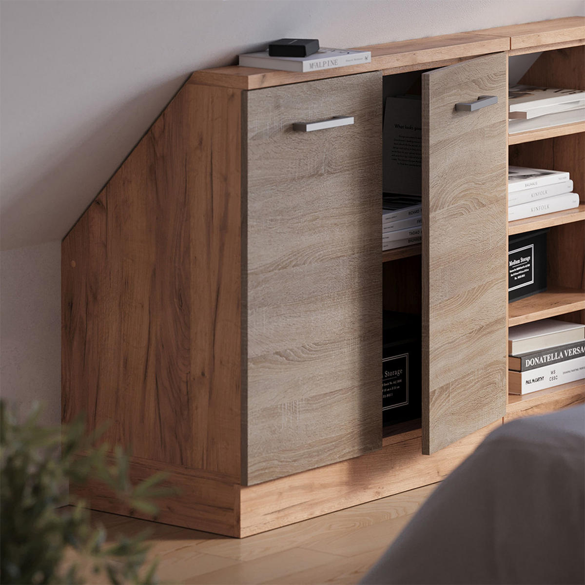 DACHSCHRÄGENSCHRANK Rion Sonoma mit 2 Türen - Sonoma Eiche, Holzwerkstoff (80/81.6/46cm) - Vicco