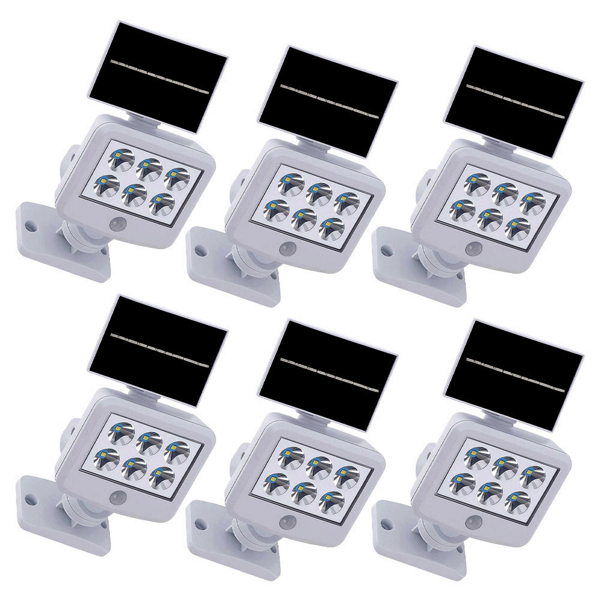 LED AUSSEN-WANDLEUCHTE Weiß Bewegungsmelder 6er Set - Weiß, Kunststoff (10/11/12.8cm)
