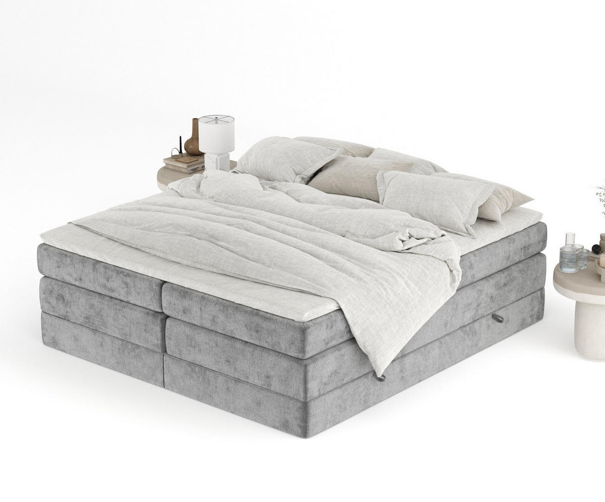 BOXSPRINGBETT Juniper Grau 140/200 cm - Schwarz/Grau, Holz/Holzwerkstoff (140/200cm) - Maison de Reve