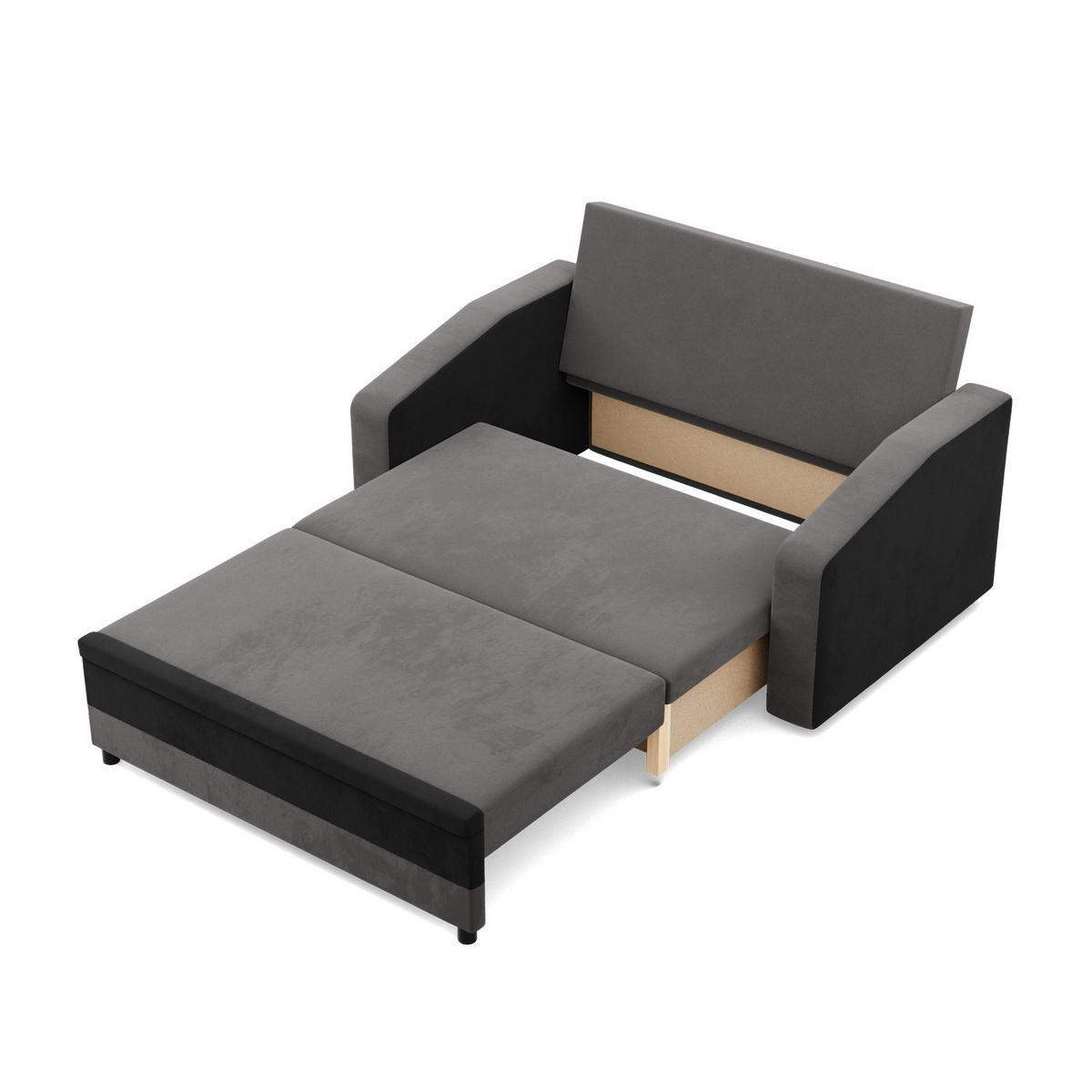 SOFA 2-SITZER MIT SCHLAFFUNKTION ORION, Grau + Schwarz - Schwarz/Grau, Textil (148/90/87cm)