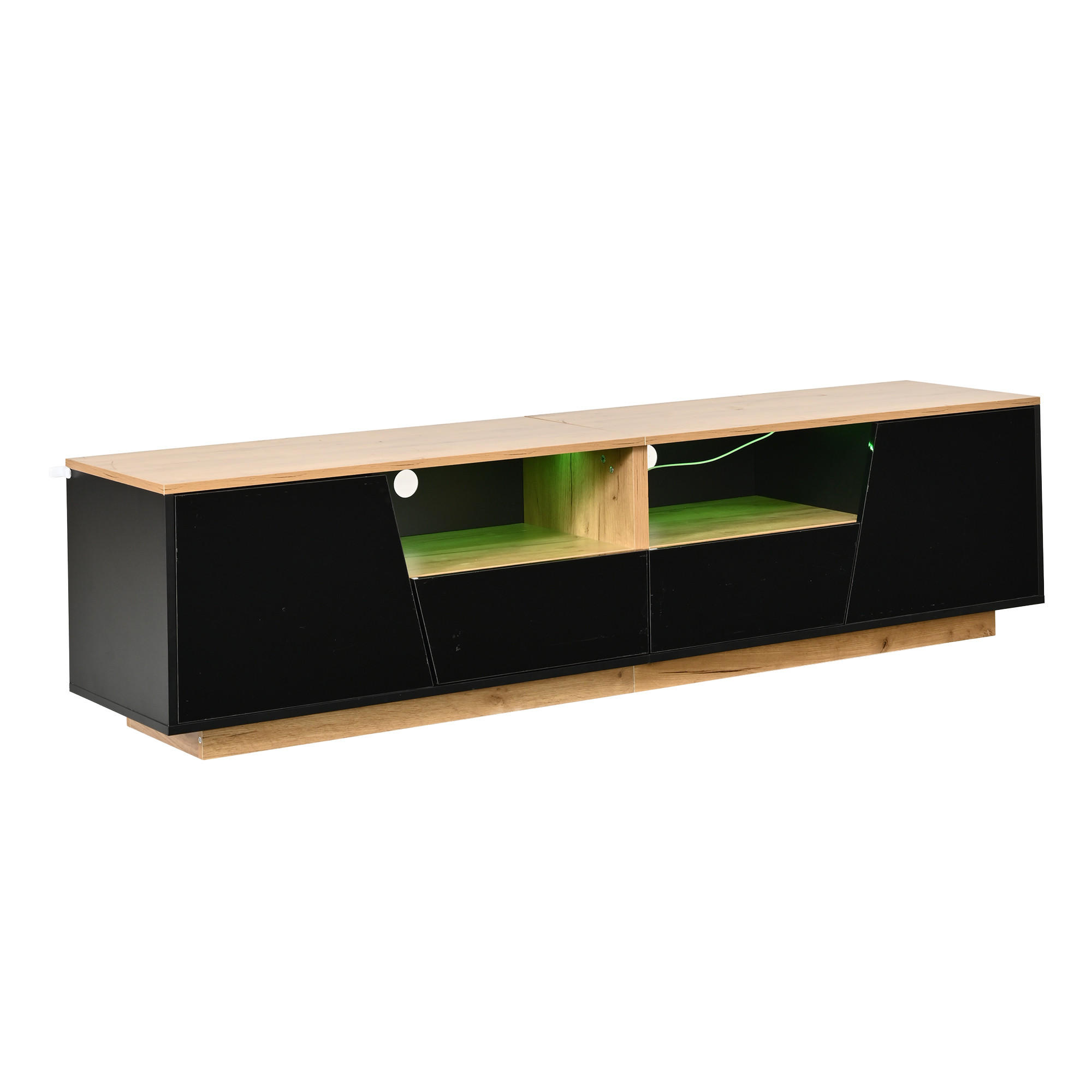 TV-ELEMENT180X40X46CM für 75-Zoll-Fernseher LED-Beleuchtung Schwarz-Holz - Schwarz, Holz (47.5/23.98/64.8cm) - Raelunyi