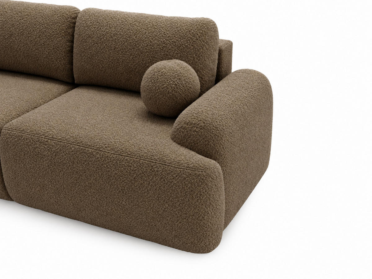 SOFA 260/106/81 Aurio Bouclé-Stoff Braun - Braun, Kunststoff/Textil (260/81/106cm) - Graingold