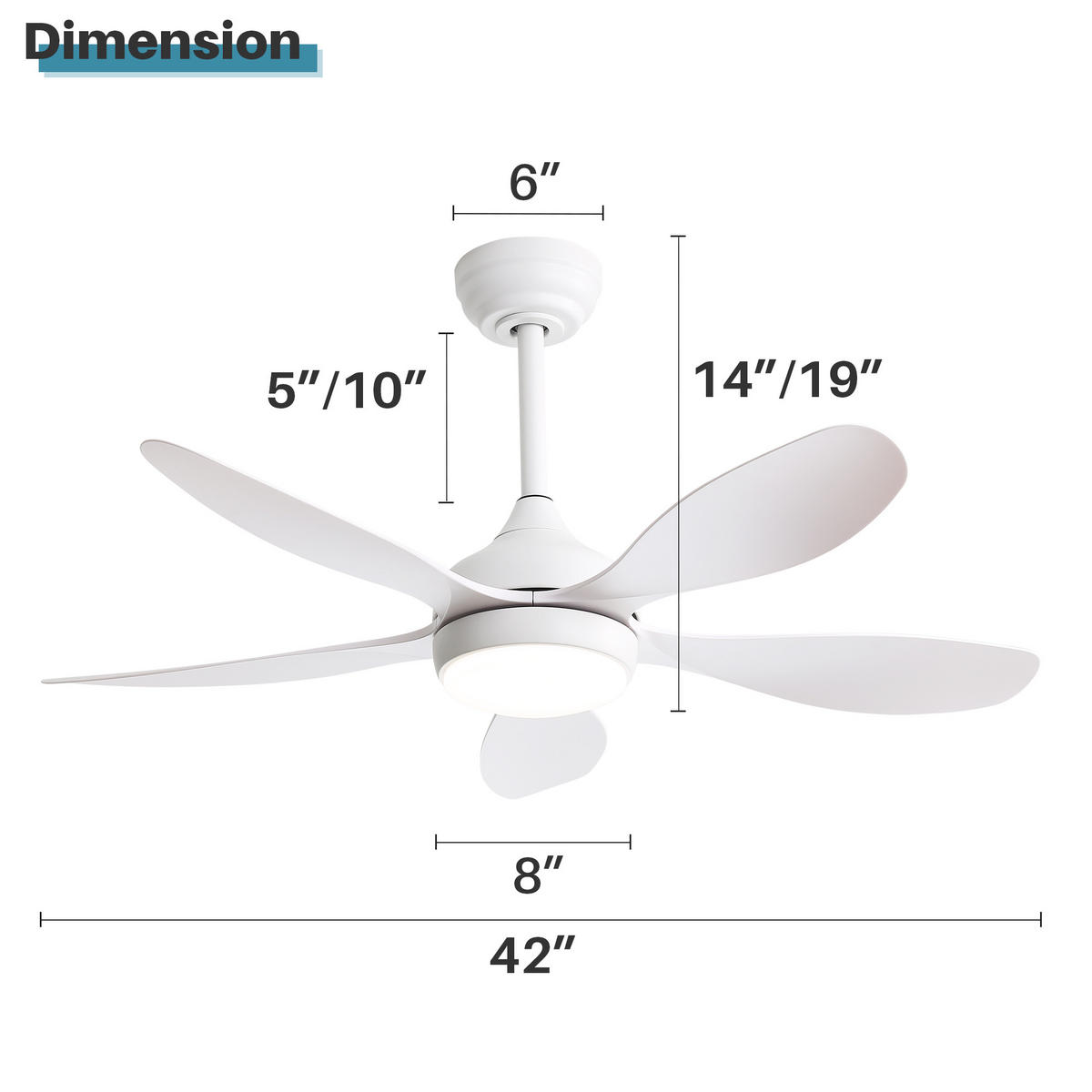 DECKENVENTILATOR DE-16328 42 Zoll dimmbar mit LED & Fernbedienung - Weiß, Kunststoff (106.6/106.6/47.5cm) - ComfortXL