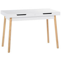 SCHREIBTISCH 110/60/75 cm Holz weiß - Eukalyptusholzfarben/Weiß, Holz (60/110/75cm) - CLP