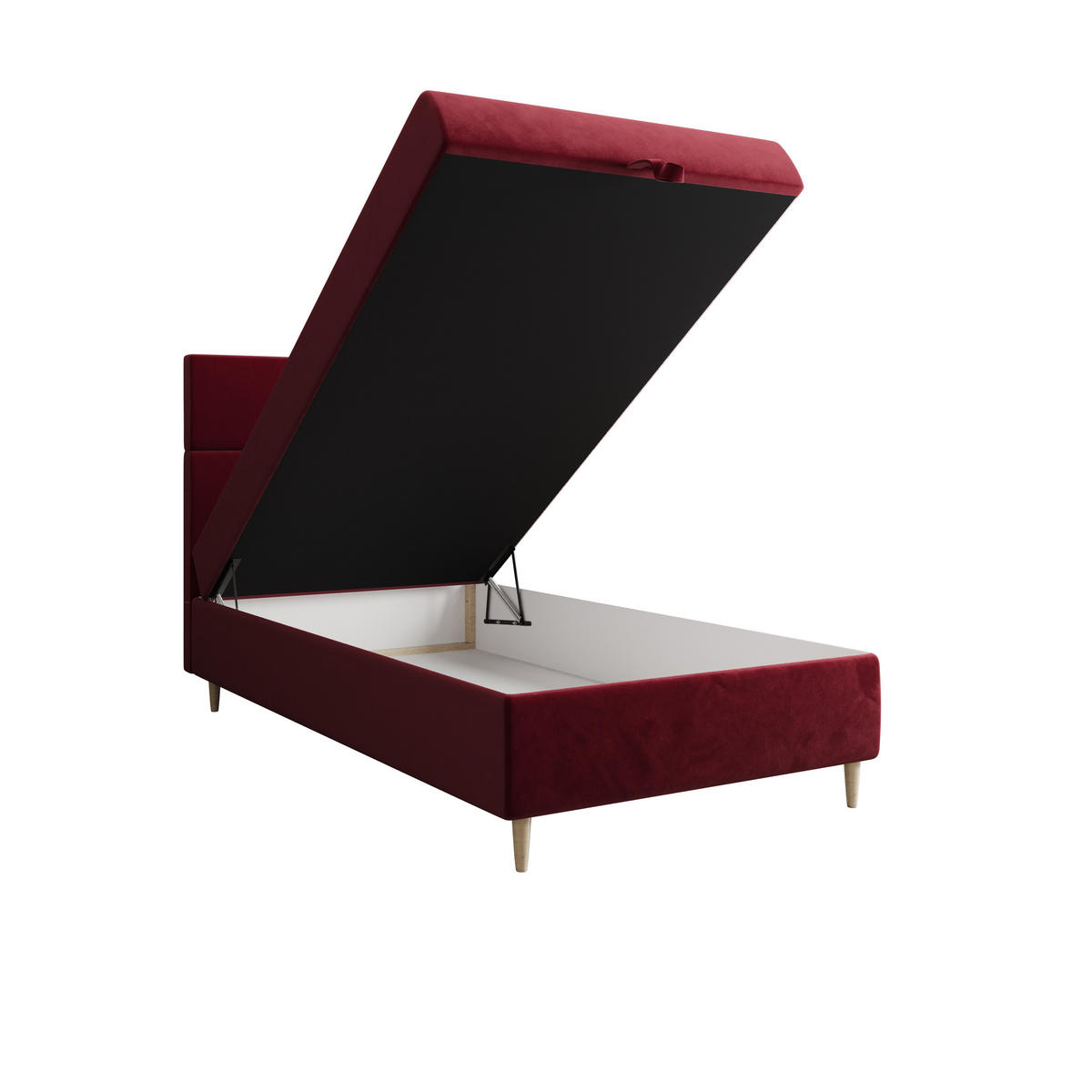 BOXBETT FLO 90x200 Itaka 34, mit Matratze H3, Bonell und Topper, Rot - Rot, Holz/Textil (90/200cm) - Bedante