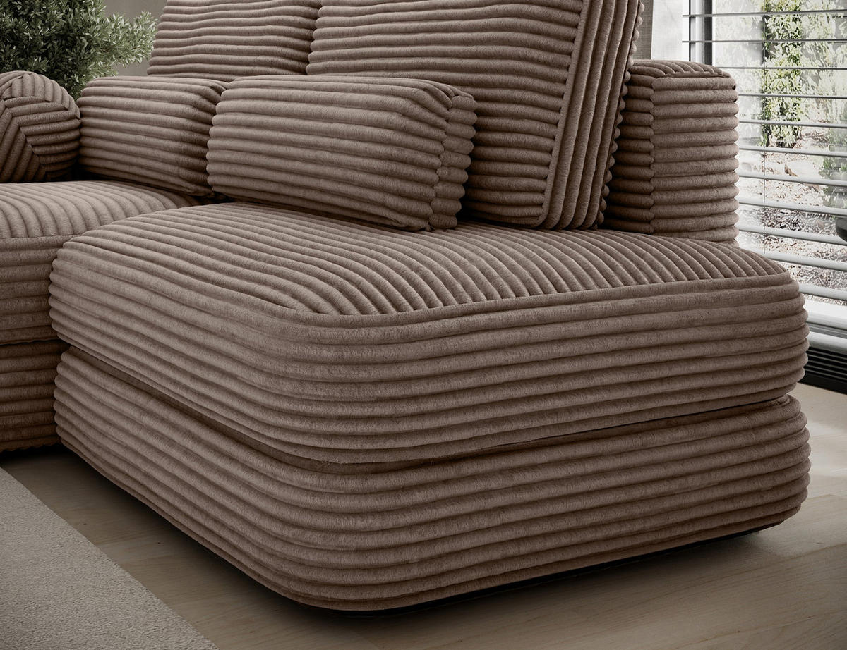 ECKSOFA RIPELI L-Form mit Schlaffunktion & Bettkasten – Modernes 3-Sitzer Sofa, Wellenfederung, 217 × 175 cm - Hellbraun/Schwarz, Kunststoff (217/175cm) - Wohnideebilder