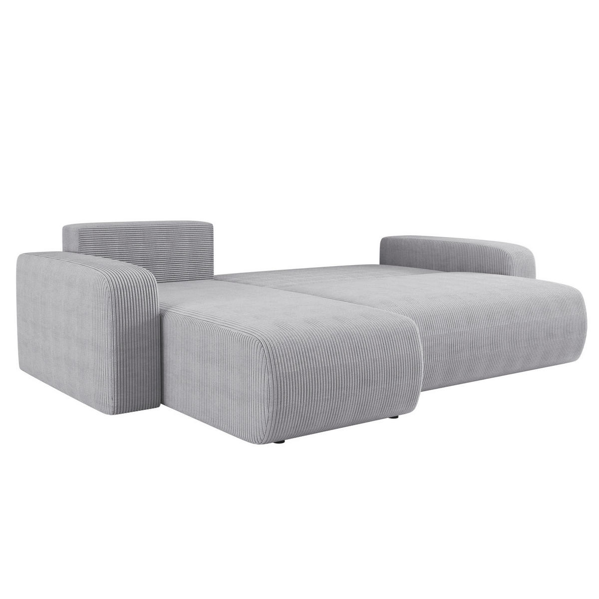 ECKSOFA L-FORM Schlaffunktion Und Bettkasten Eckcouch MILANO L Stoff Dicker Cord Grau Links - Grau, Holz/Textil (142/244cm) - Kaiser Möbel