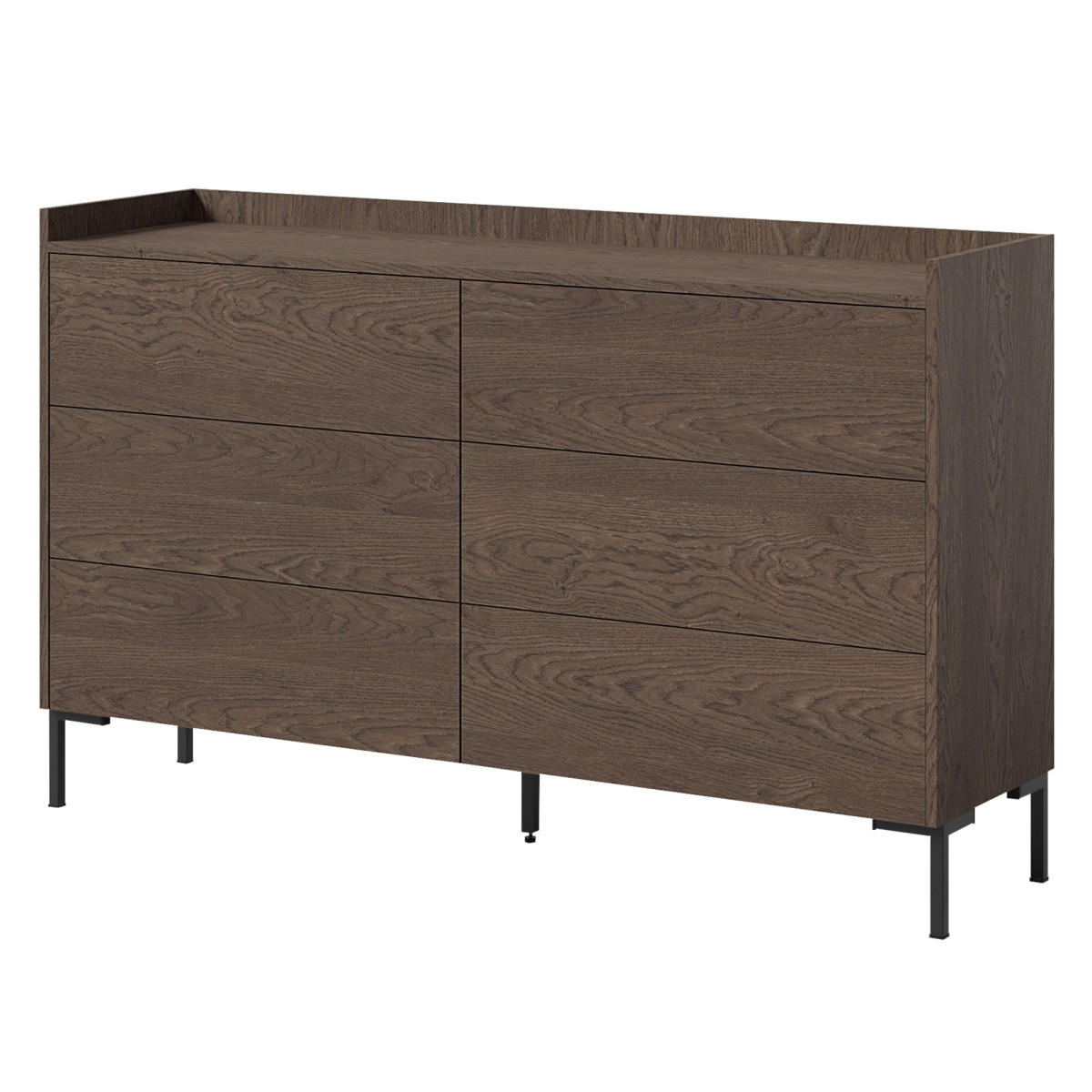 KOMMODE mit Schubladen Liam 6S 150 Baltic Storm - Walnussfarben/Schwarz, Holzwerkstoff/Metall (150/92/41cm) - mzm24