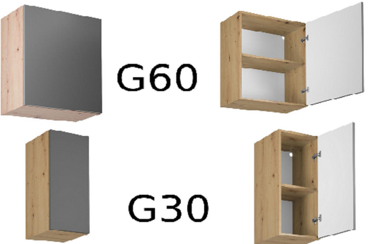 WINKELKÜCHE 390 × 260 cm - Langen K106-M860 – in Grau / Matt - Schwarz/Grau, Holz/Holzwerkstoff (390/260/212cm)