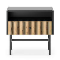 NACHTTISCH Divenos Schwarz / Holzoptik Eiche 54 cm - Eichefarben/Schwarz, Holzwerkstoff/Metall (54.8/52/39cm) - Selsey