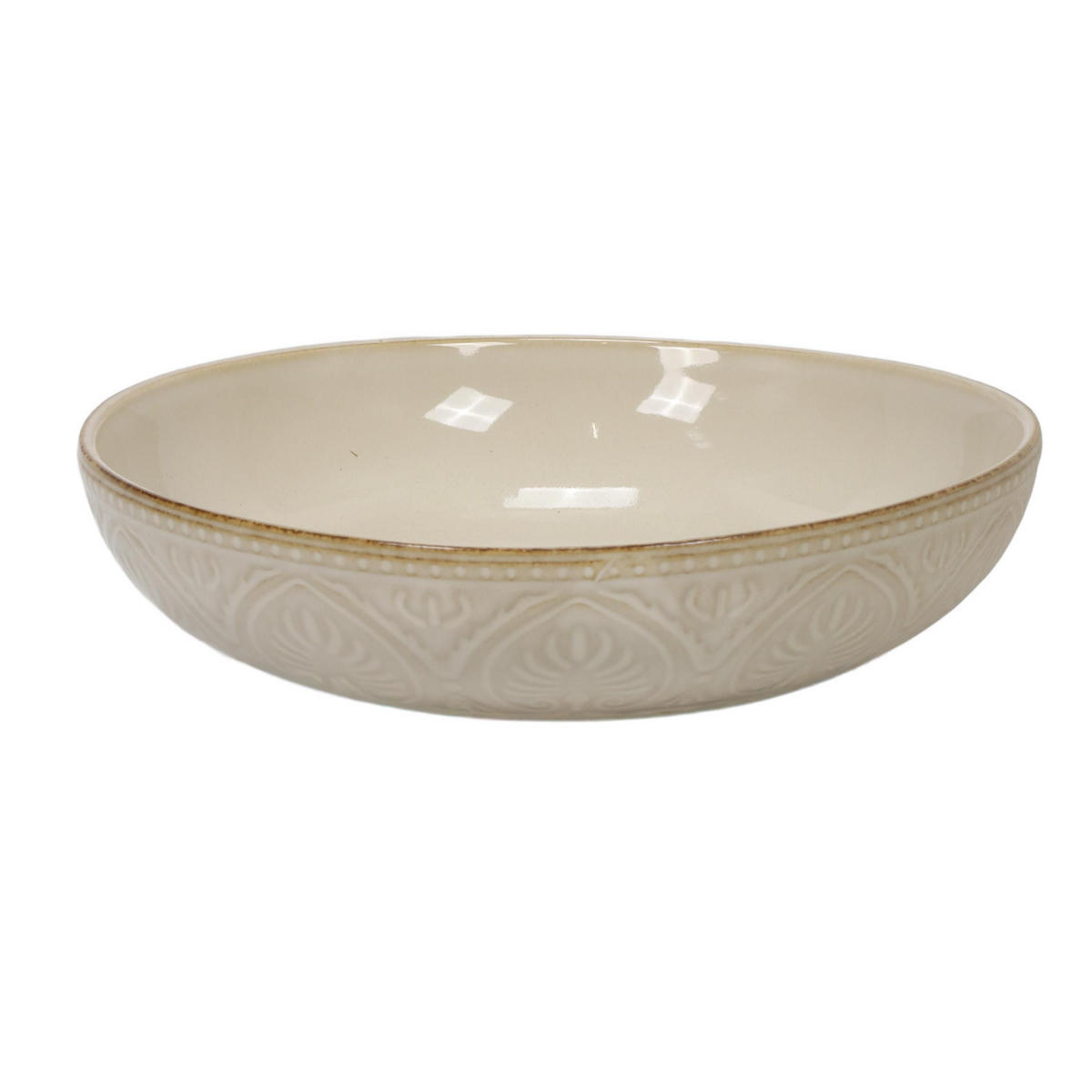 TELLER aus Keramik mit Rillenmuster Cremefarben 20/20/5 cm - Beige, Keramik (20cm) - Siaki