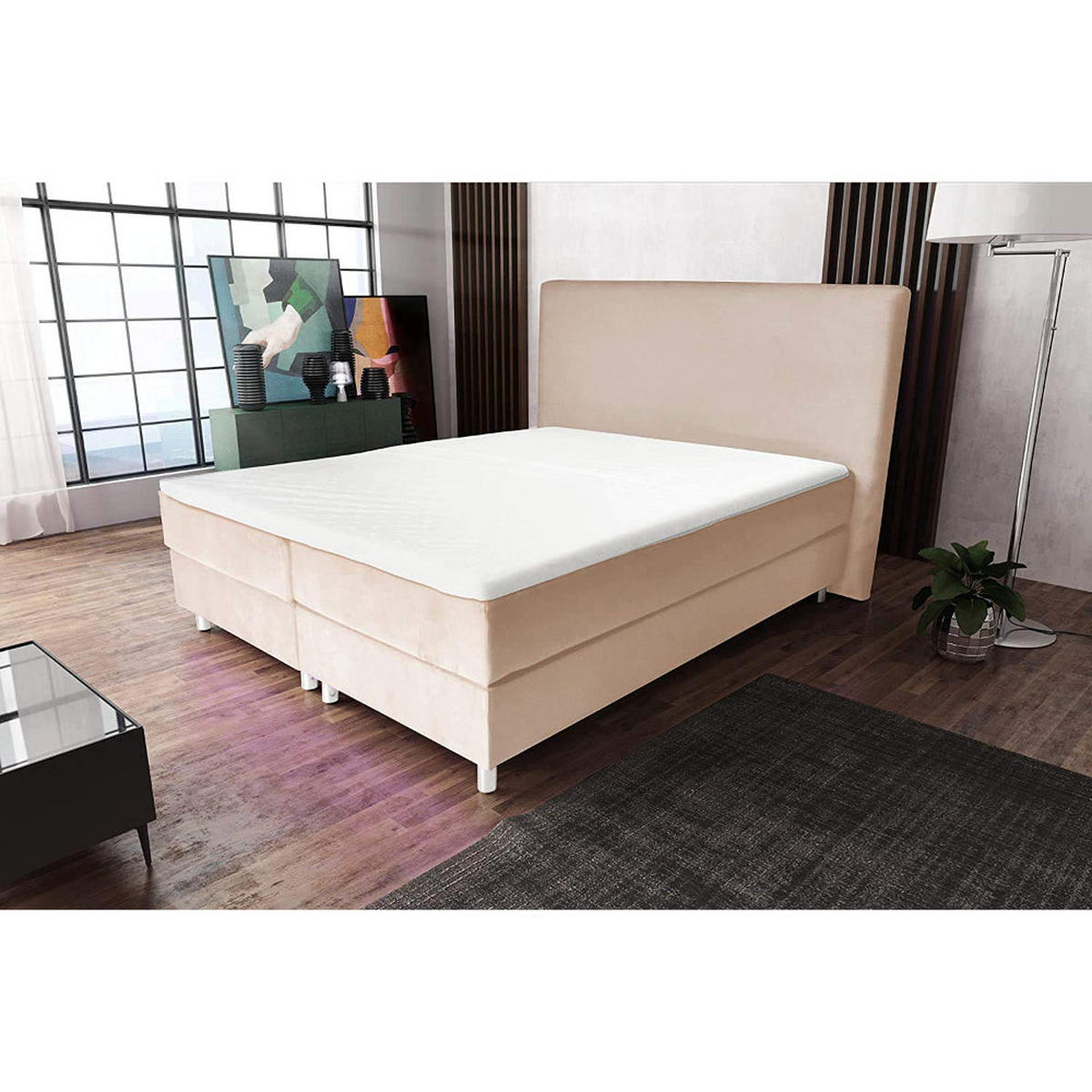 BOXBETT AMELIA mit Luxus 7-Zonen Taschenfederkernmatratze oder Bonellfederkernmatratze in Härtegrad H2, H3, H4 viele Farben und Größen - Creme, Holz/Holzwerkstoff (160/200cm) - Best For Home
