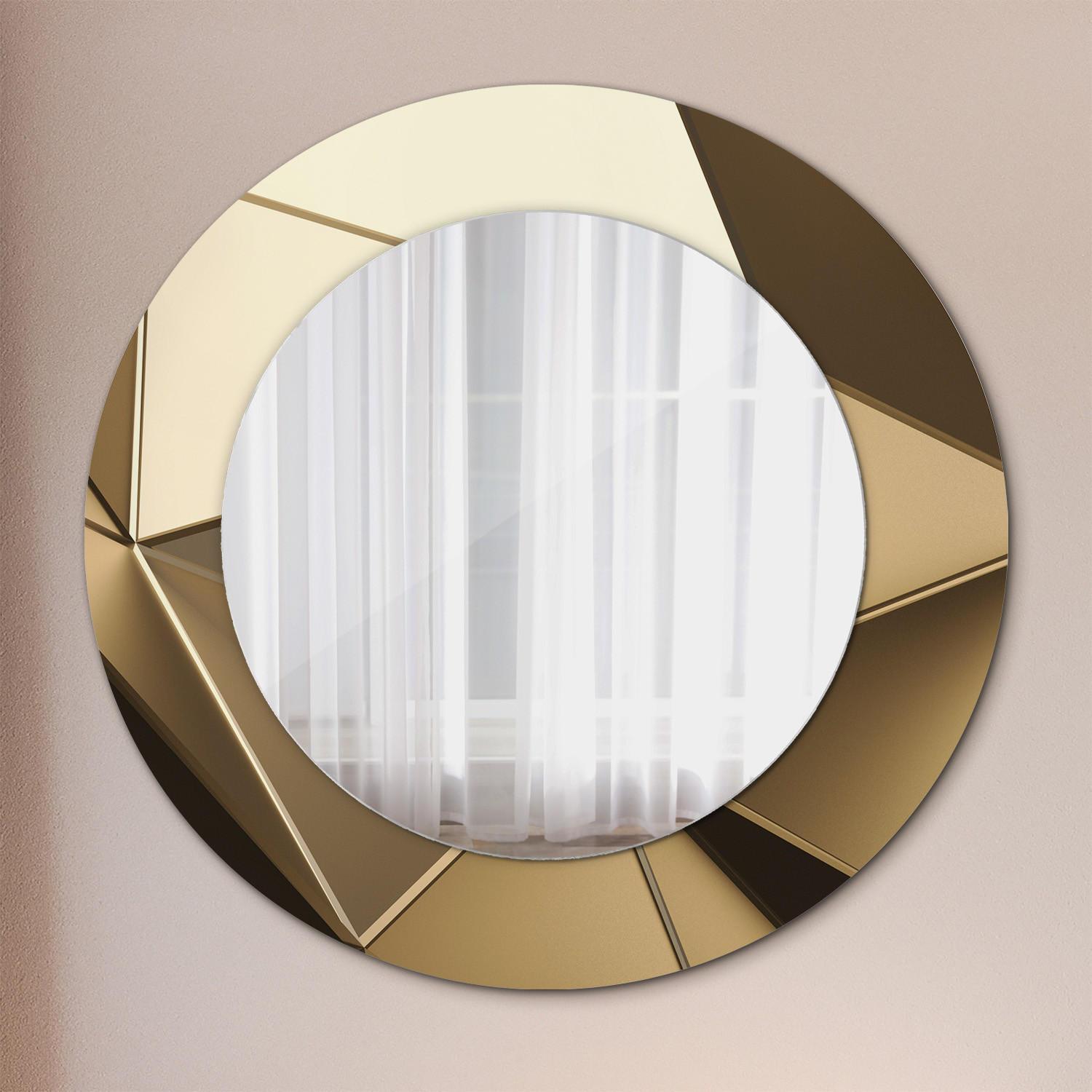 SPIEGEL Ø50 cm Rund mit Aufdruck - Beige, Glas (50/50/0.4cm) - TULUP
