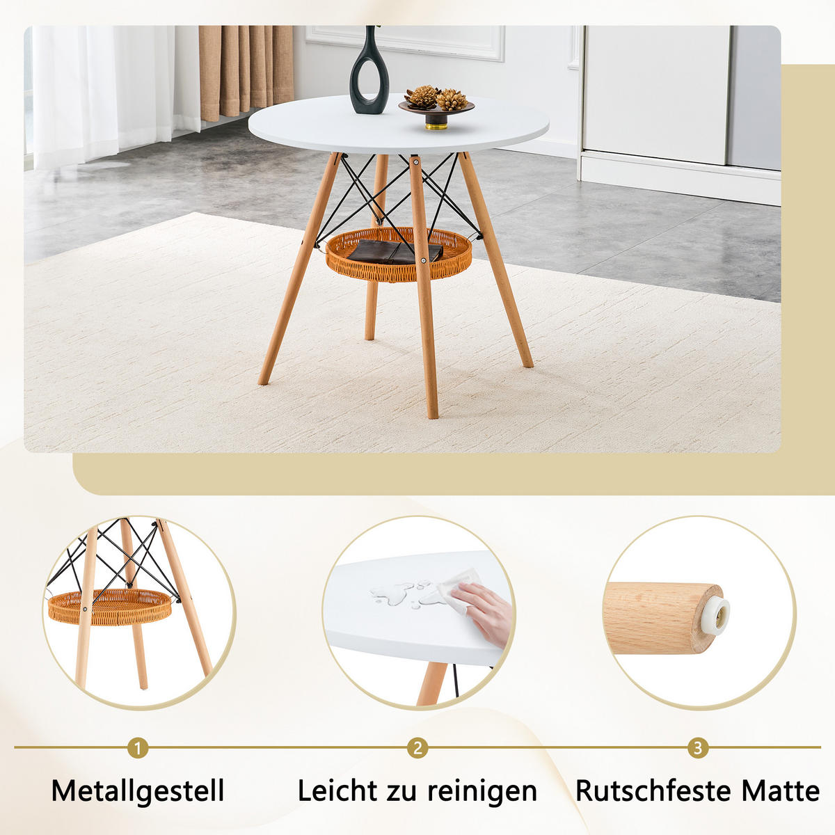 ESSTISCH Weiß 80/80/71,5 cm - Weiß, Holz (80/80/71.5cm) - PANGIVO