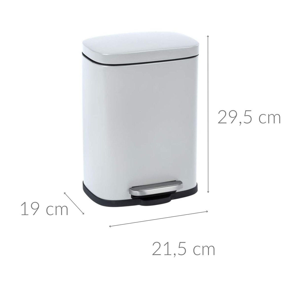 BADEZIMMERKORB mit Pedal Easy Close 5 l 21,5/19/29,5 cm - Weiß, Metall (19/29.5/21.5cm) - Wenko