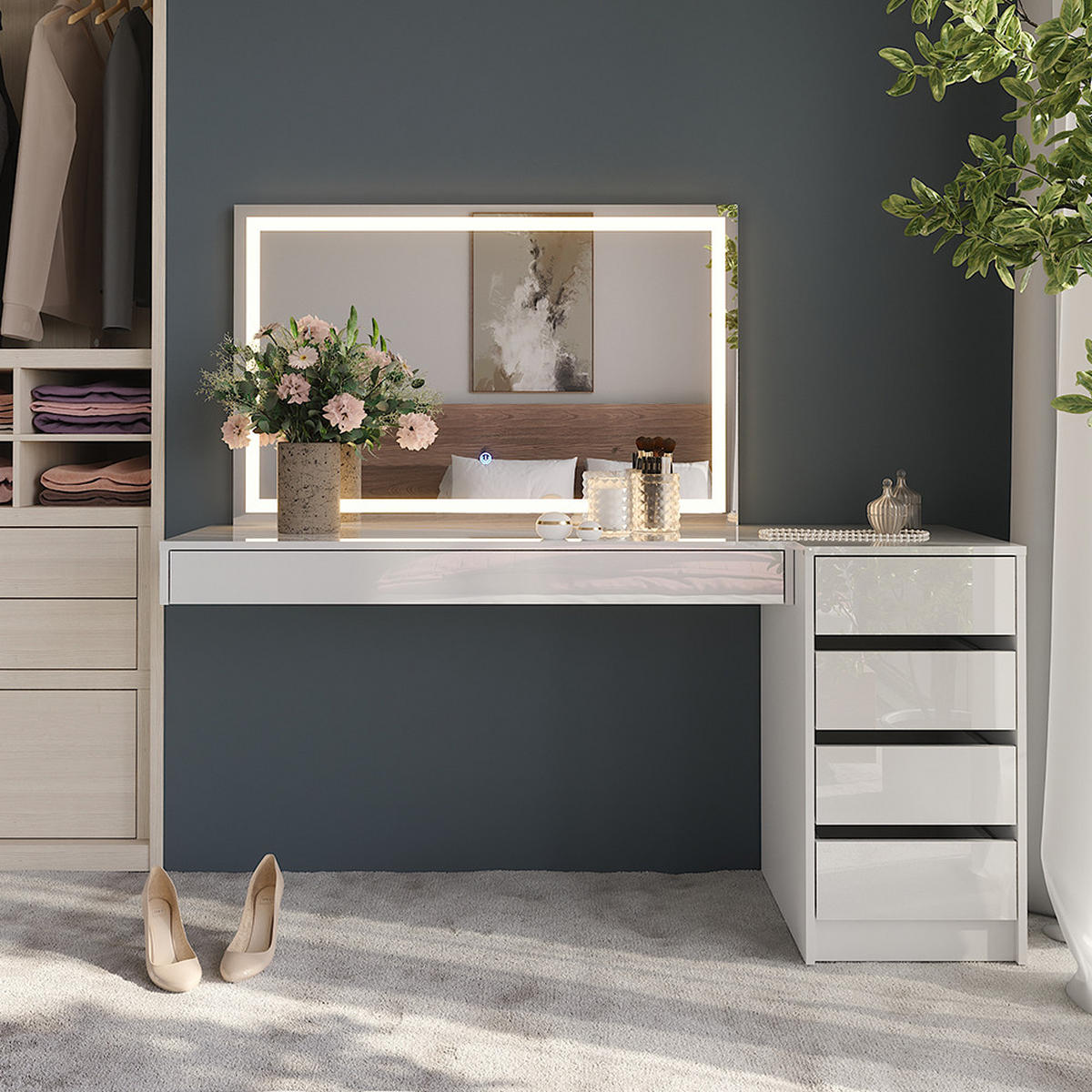 TOALETNÍ STOLEK Sherry Bílá - bílá, kompozitní dřevo (120/12/40.1cm) - Vicco