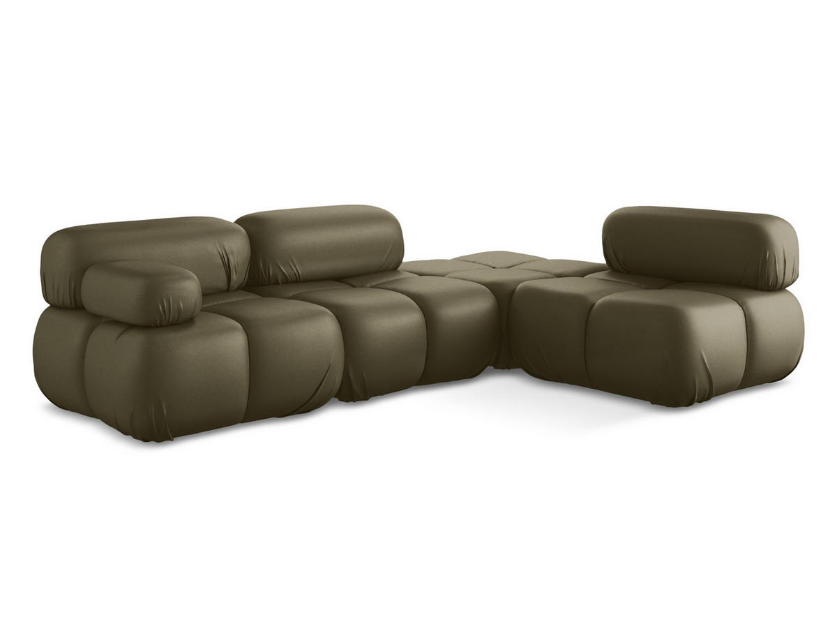 ECKSOFA Rechts Kunstleder Grün - Schwarz/Olivgrün, Leder/Kunststoff (285/190cm) - Makamii