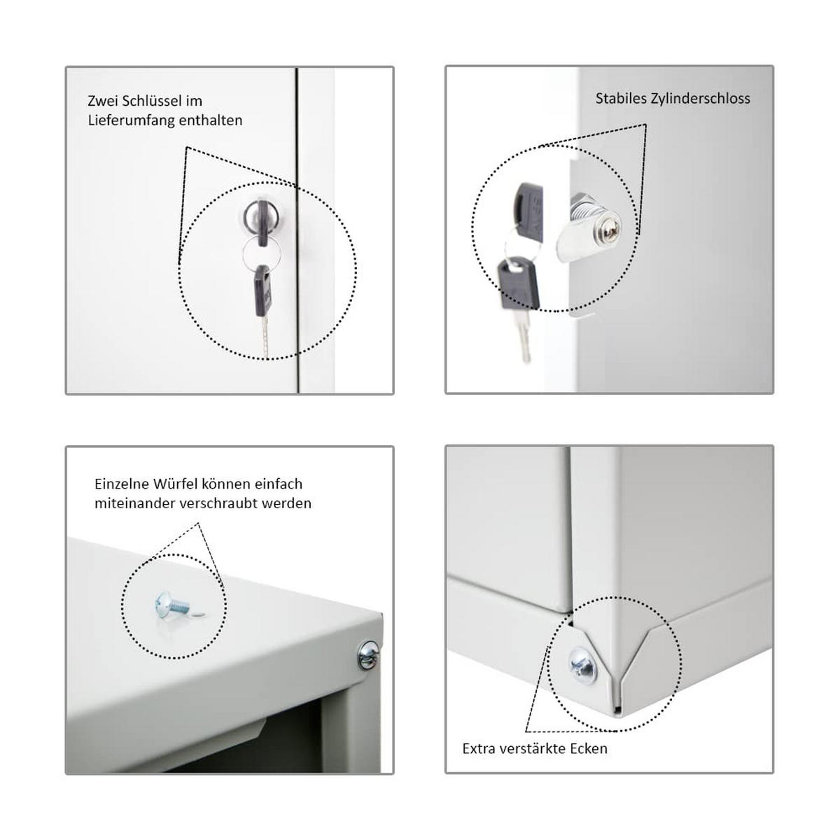 SCHLIESSFACHWÜRFEL Cubic 2er-Set 35x35x35 cm Grau - Grau, Metall (70/35/35cm) - PROREGAL