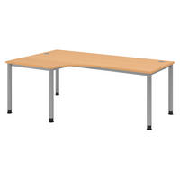 SCHREIBTISCH Serie-H Gestell: Silber 120/200/74 cm in Buchefarben - Buchefarben, Holzwerkstoff (120/200/74cm) - bümö