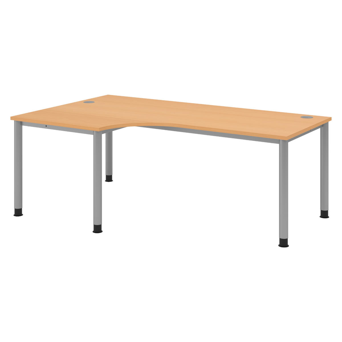 SCHREIBTISCH Serie-H Gestell: Silber 120/200/74 cm in Buchefarben - Buchefarben, Holzwerkstoff (120/200/74cm) - bümö