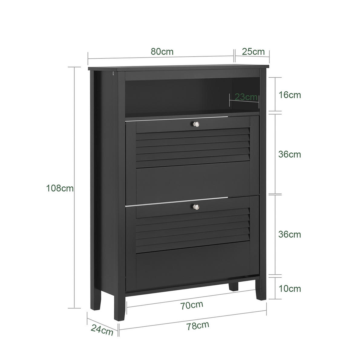 SCHUHSCHRANK Schwarz - Schwarz, Holzwerkstoff (80/108/25cm) - SoBuy