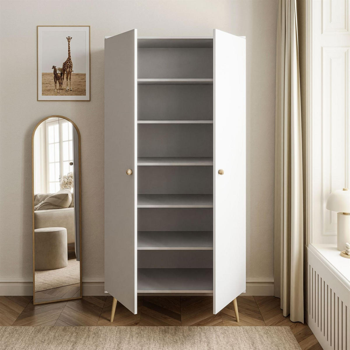 KLEIDERSCHRANK Zweitüriger HARMONY Weiß - Weiß, Holzwerkstoff (87/212/41cm) - Lookway
