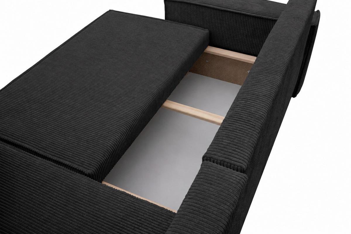 ECKSOFA KARL L mit Stauraum und Bettkasten, Graphite - Graphitfarben, Textil (244/145cm) - KS Home Concept