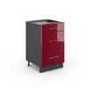 SCHUBLADENSCHRANK Fame-Line Bordeaux Hochglanz 50 cm ohne AP - Bordeaux/Anthrazit, Holzwerkstoff (50/82/51.6cm) - Vicco