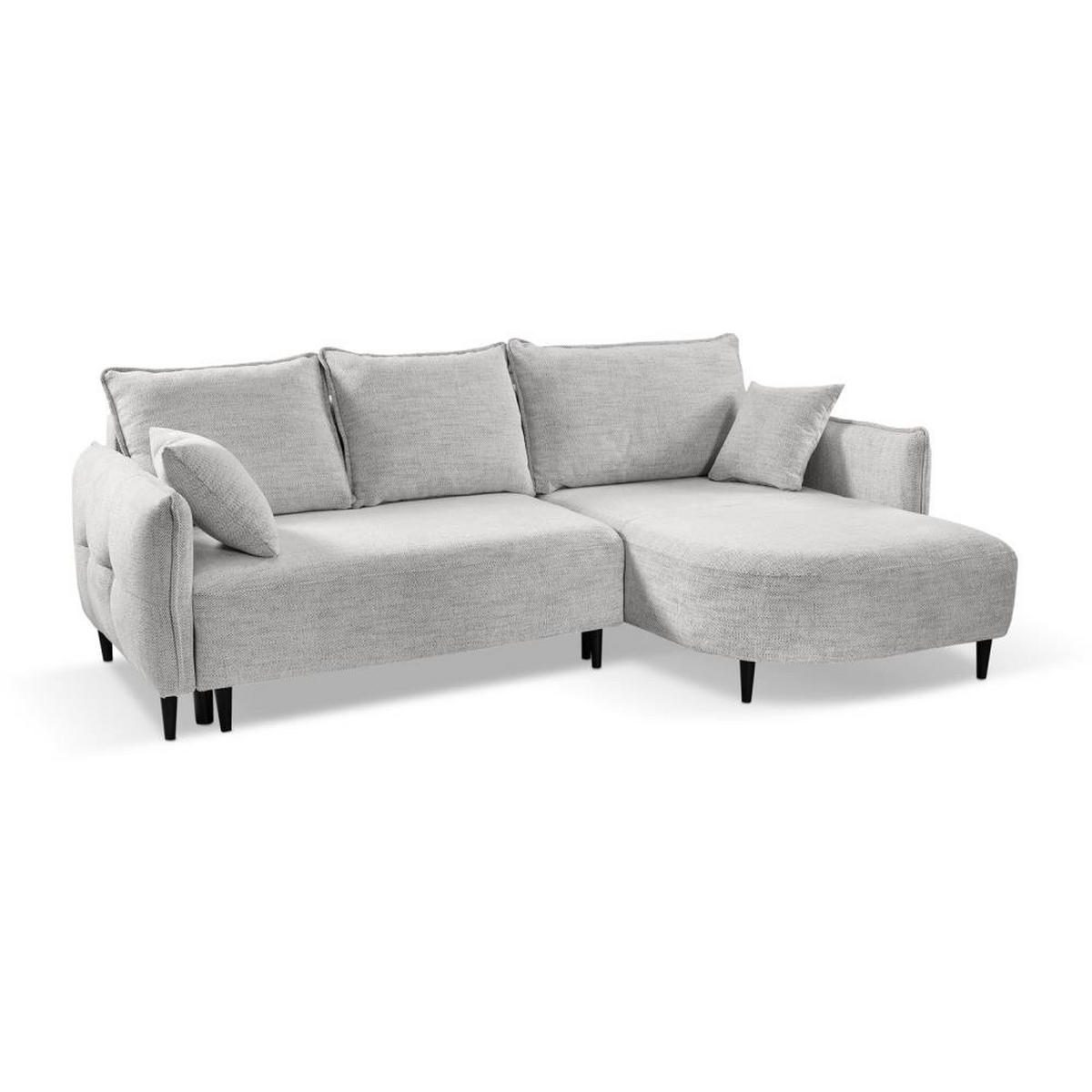 ECKSCHLAFSOFA Sycylia rechts hellgrau - Hellgrau/Schwarz, Textil (244/165cm) - Beautysofa