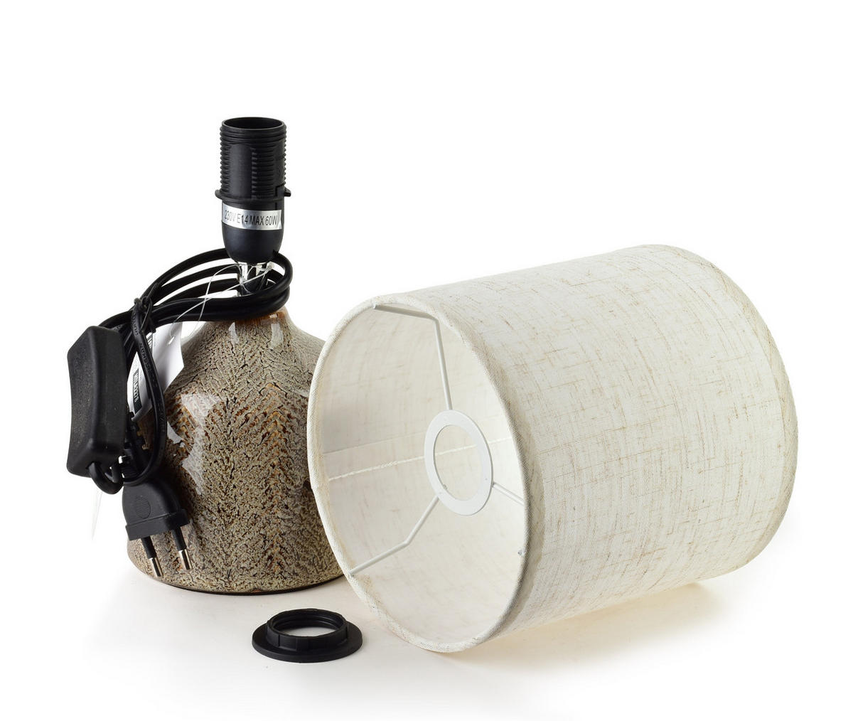 TISCHLAMPE Leti Grau 10/14/28.5 cm Keramik - Braun, Keramik (10/14/28.5cm) - Mondex