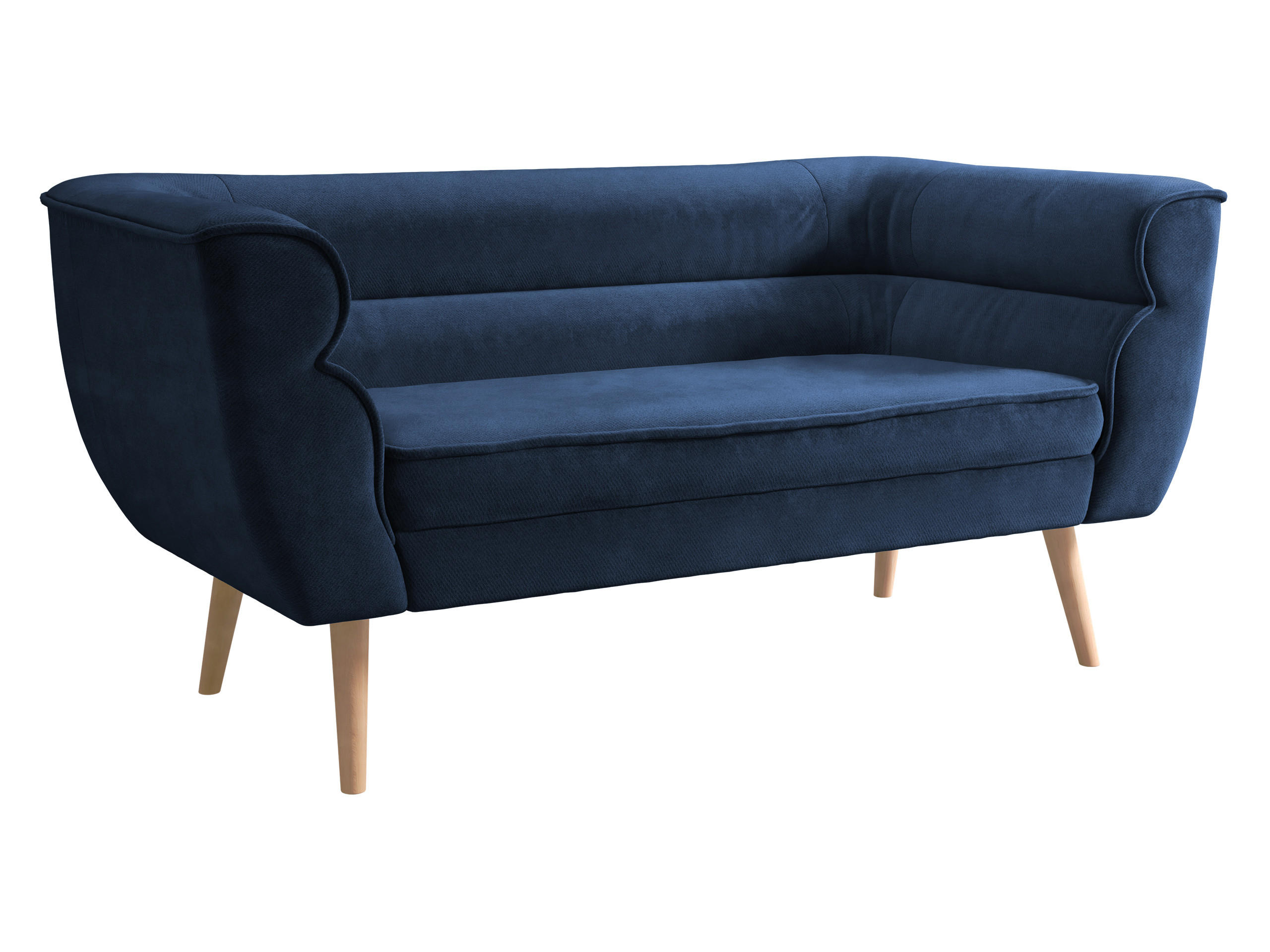 SOFA Bal 2 - Naturfarben/Dunkelblau, Holz/Textil (142/75/74cm) - MIRJAN24