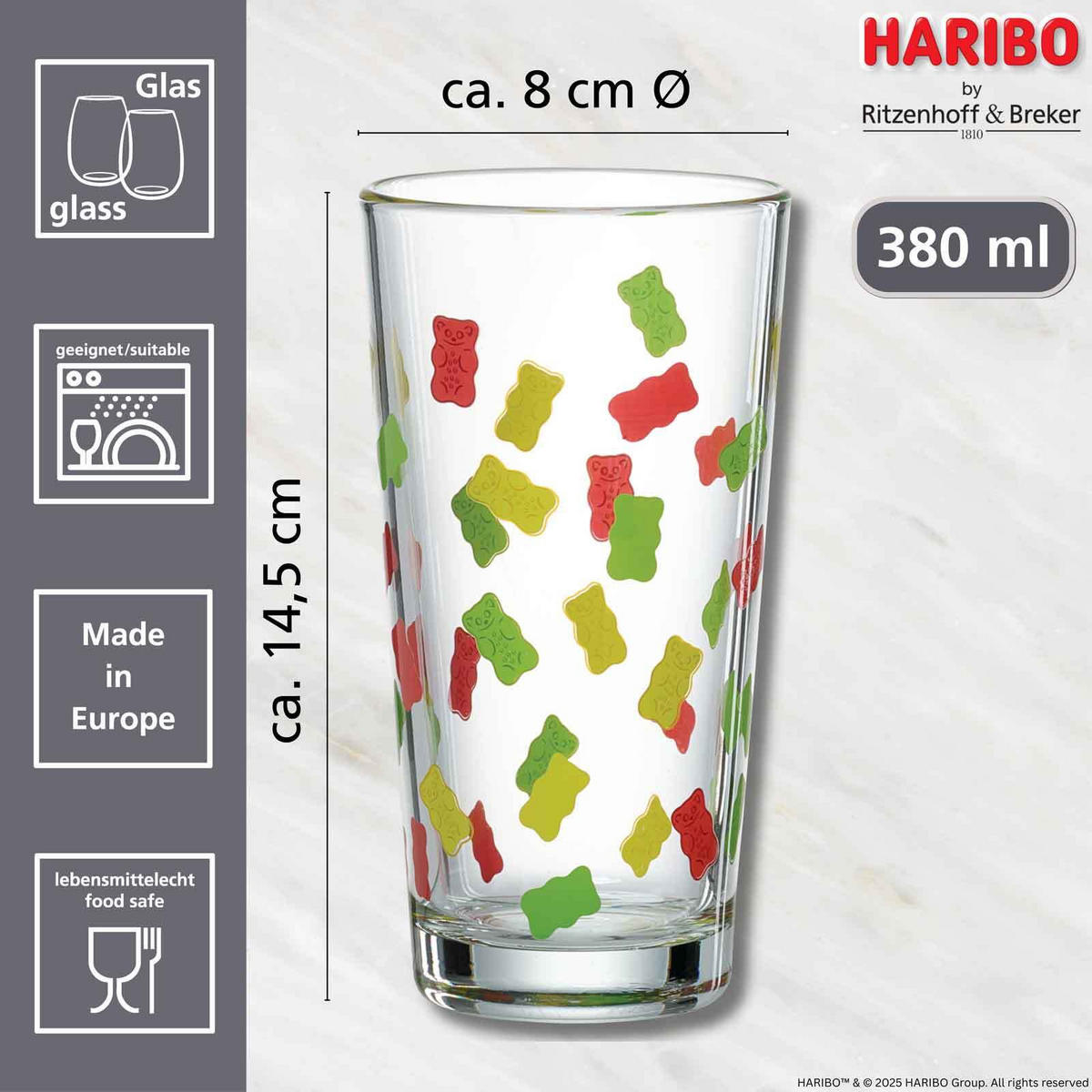 TRINKGLÄSER Haribo bunt 380 ml 6er Set - Multicolor, Glas (0.38L) - Ritzenhoff Breker