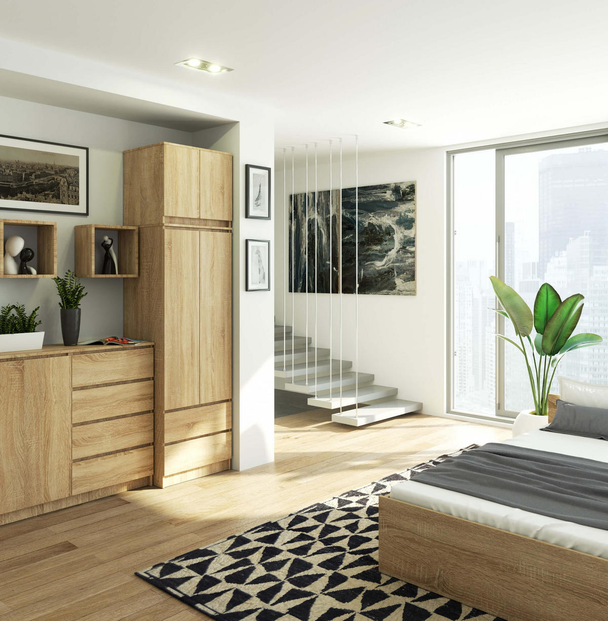 KLEIDERSCHRANK Sonoma Eiche 60x51x234 cm - Sonoma Eiche, Holzwerkstoff (60/234/51cm) - Akord