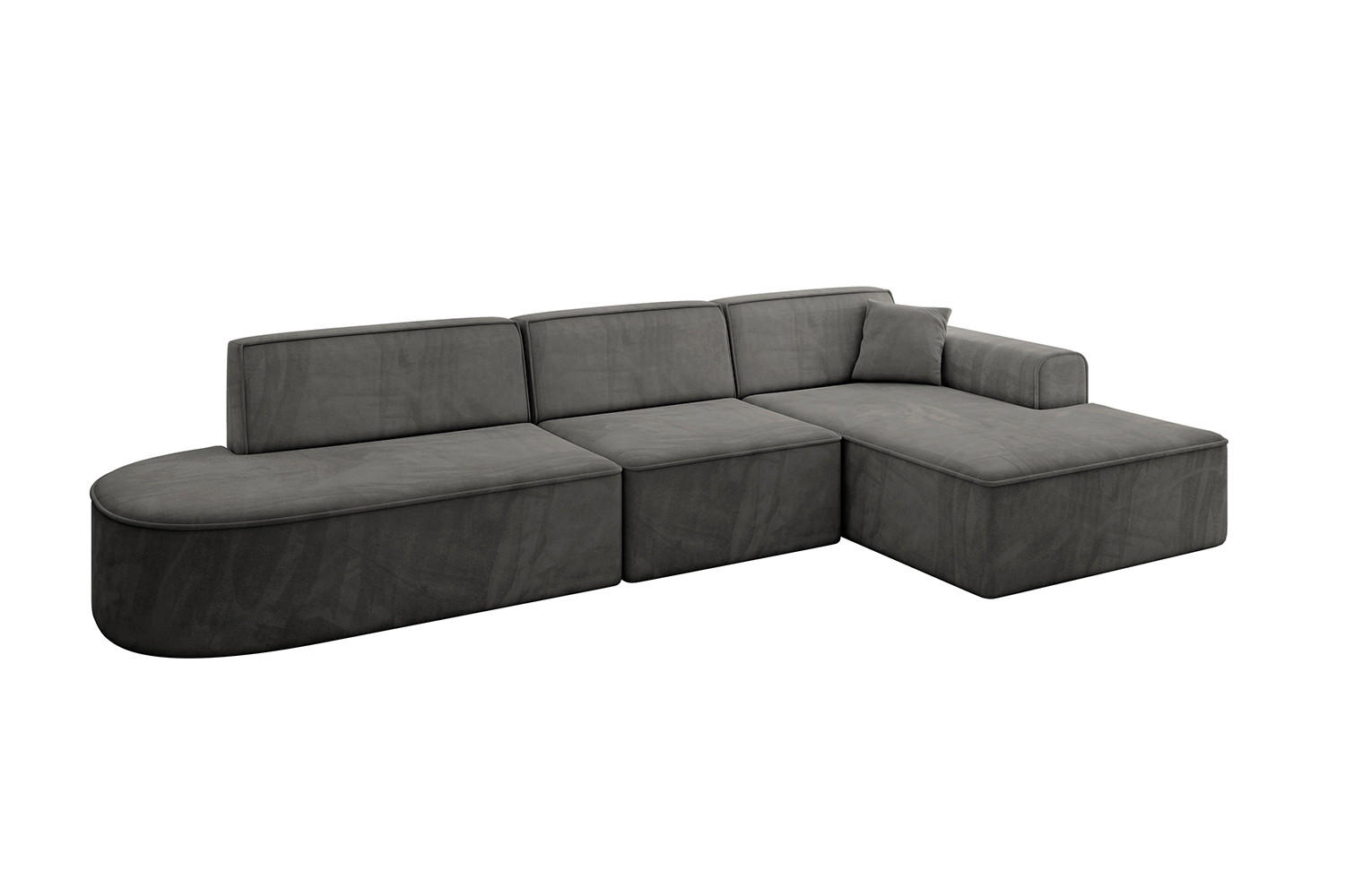 ECKSOFA Ottomane Rechts IREA-L2-v3 - 328x171x79 cm Ecru - Anthrazit, Holzwerkstoff/Textil (171/328cm) - ALTDECOR