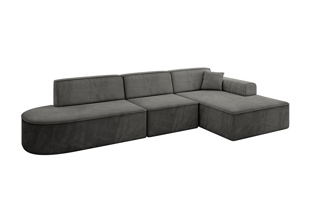 ECKSOFA Ottomane Rechts IREA-L2-v3 - 328x171x79 cm Ecru - Anthrazit, Holzwerkstoff/Textil (171/328cm) - ALTDECOR