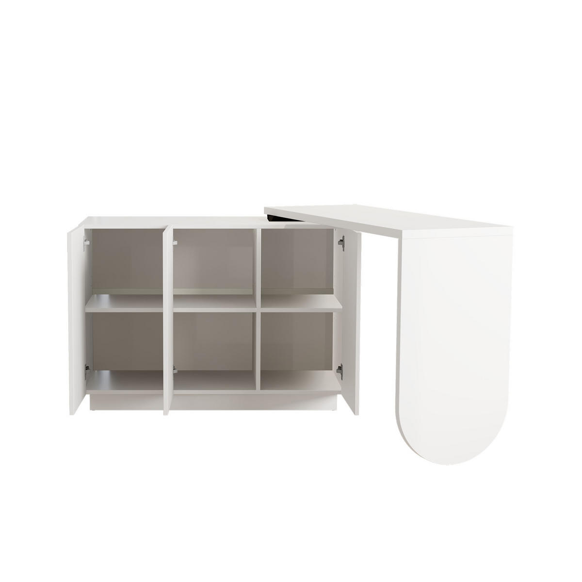 SCHREIBTISCH 110 cm in Weiß drehbar mit Schrank und Stauraum - Weiß, Holzwerkstoff (110/40/75cm) - BEAOK