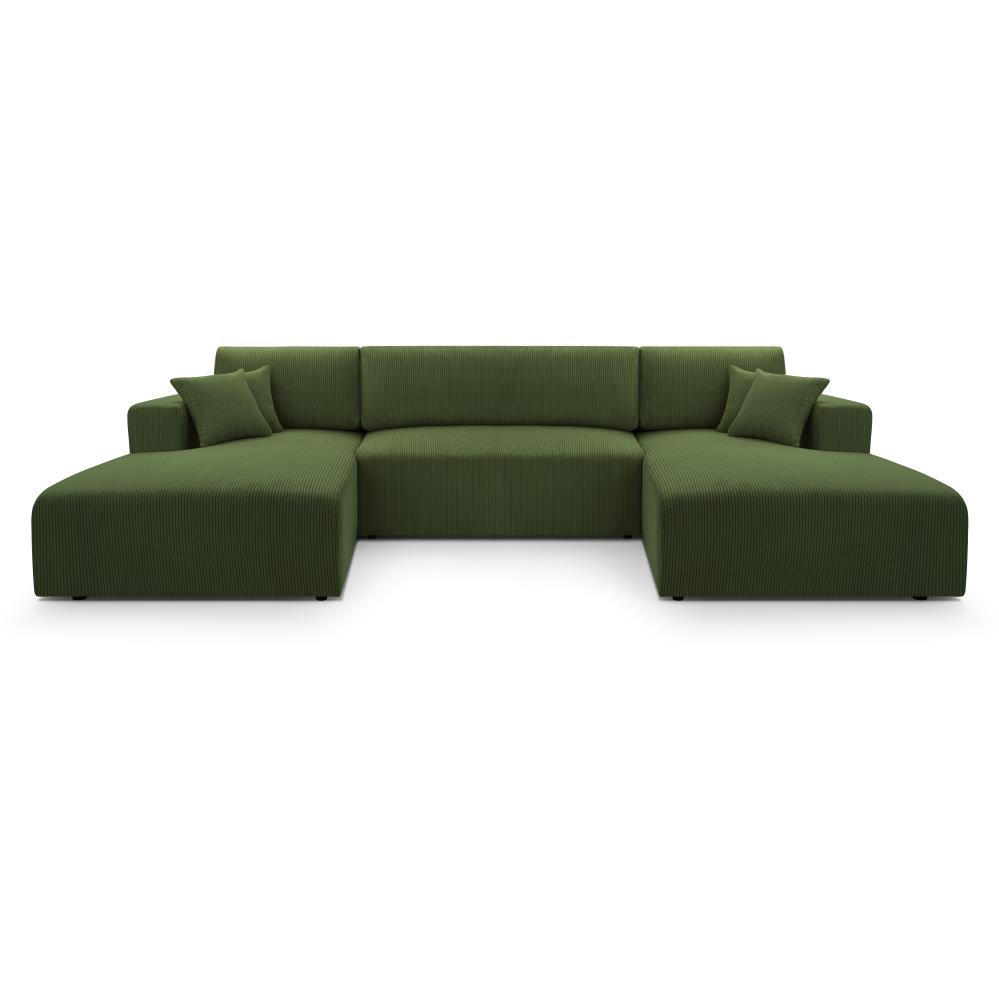 WOHNLANDSCHAFT Corso U 365 cm grün - Schwarz/Grün, Textil (364/84/187cm) - Beautysofa